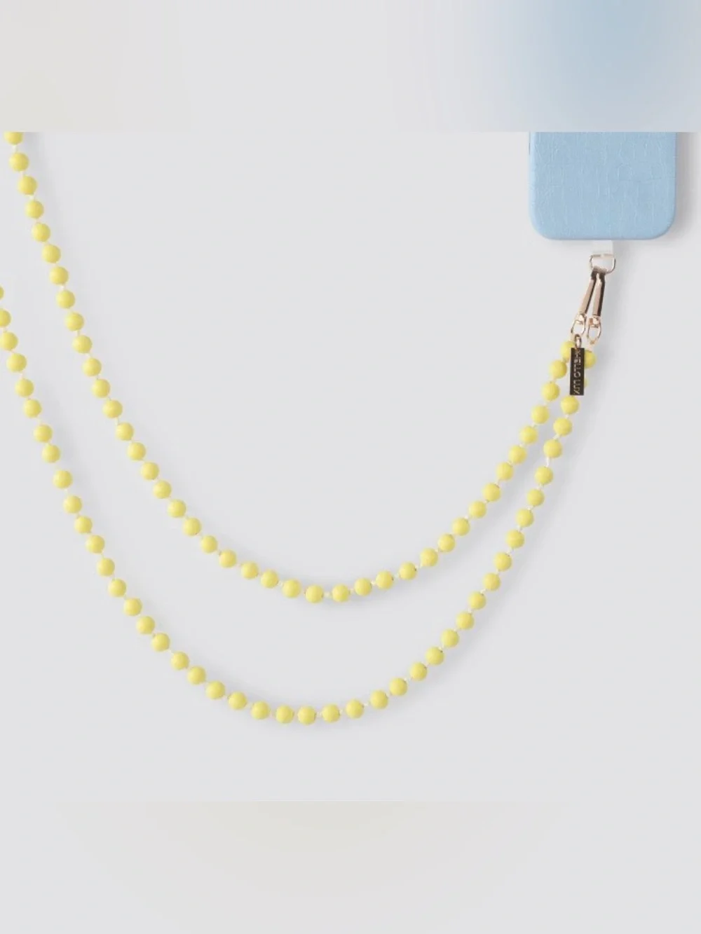 NIB Yellow Beaded Crossbody phone Strap with Gold Hardware